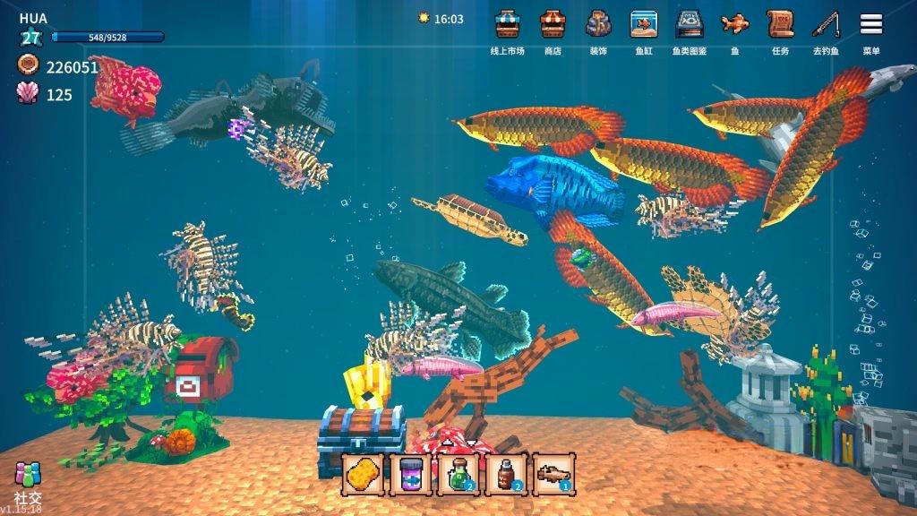 《全球鱼友俱乐部：放置好时光》v0.0.68，steam特别好评的3D像素风挂机养鱼放置游戏