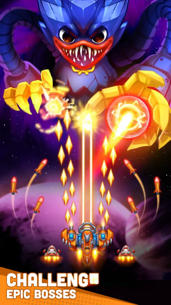 《天空猛禽：太空入侵者》v2.0.5，华丽的太空飞行弹幕射击竖屏游戏