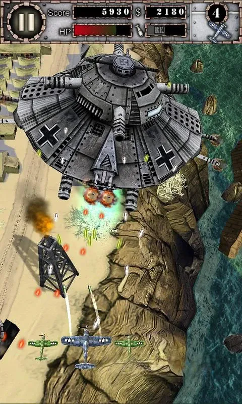 《致命空袭1 HD》v1.4.1高清修复版，3D竖版飞行射击游戏
