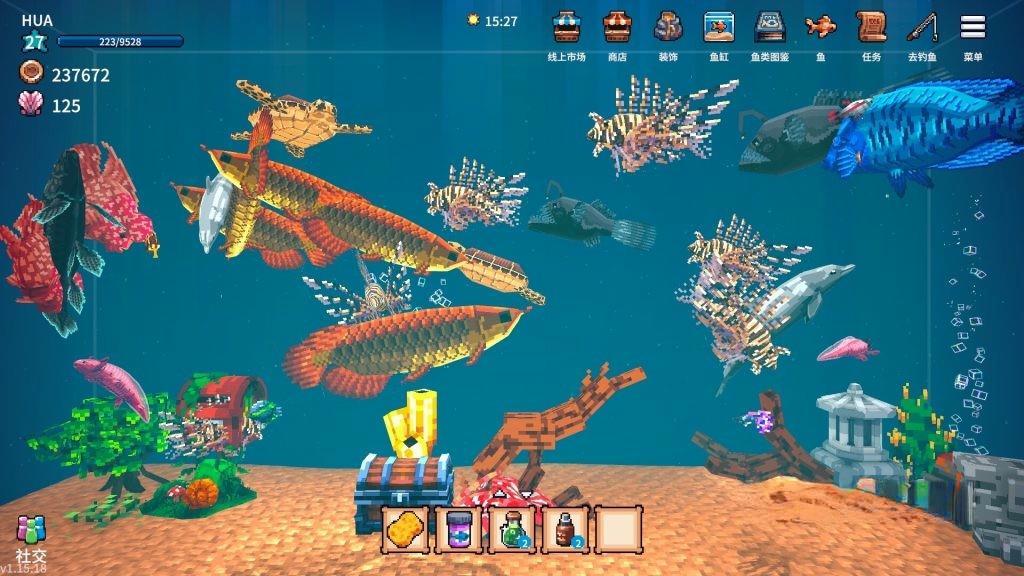 《全球鱼友俱乐部：放置好时光》v0.0.68，steam特别好评的3D像素风挂机养鱼放置游戏