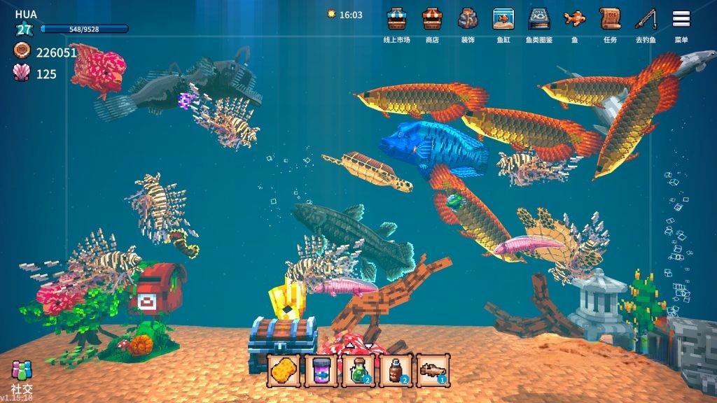 《全球鱼友俱乐部：放置好时光》v0.0.68，steam特别好评的3D像素风挂机养鱼放置游戏