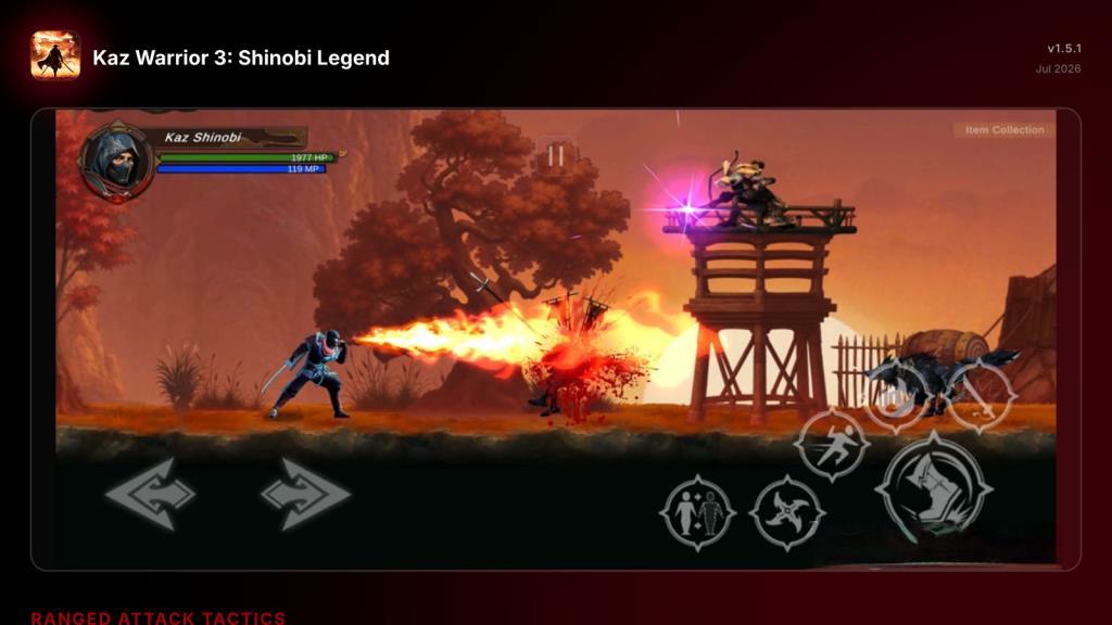 《卡兹武士3：忍者传奇》v1.88.1，可使用剑术、手里剑、喷火等多种忍者技能的华丽画面横版动作游戏