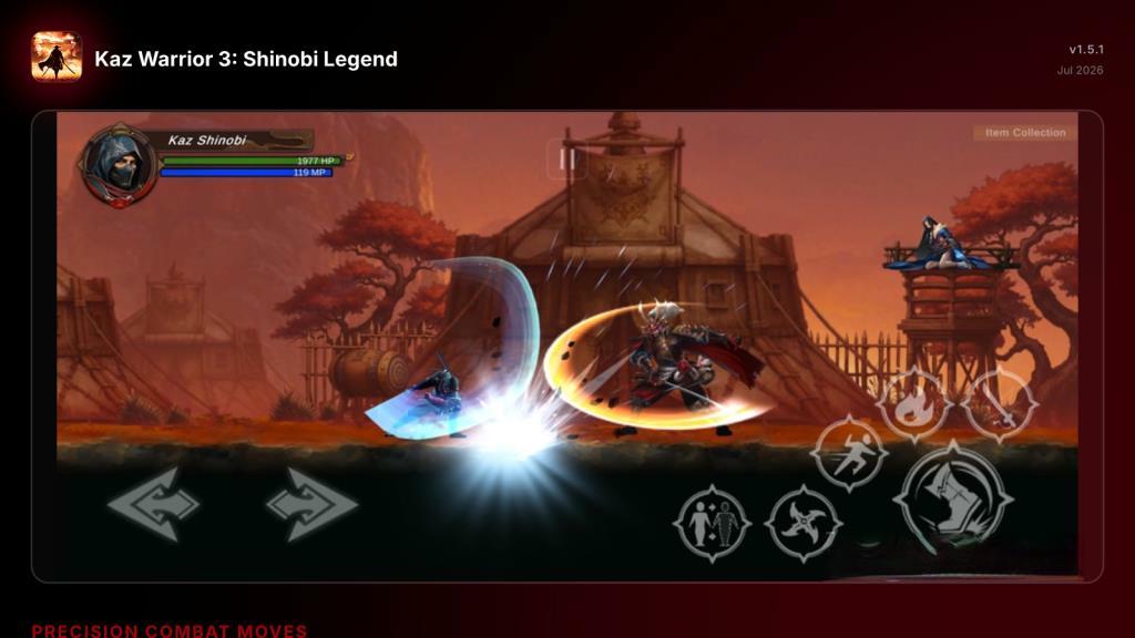 《卡兹武士3：忍者传奇》v1.88.1，可使用剑术、手里剑、喷火等多种忍者技能的华丽画面横版动作游戏