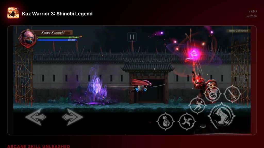 《卡兹武士3：忍者传奇》v1.88.1，可使用剑术、手里剑、喷火等多种忍者技能的华丽画面横版动作游戏